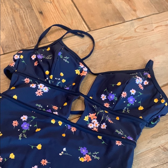 Cupshe‎ NWOT Cheerful Navy Scoop Neck Cutout One Piece Size Med No Tags In Suit - Picture 7 of 13